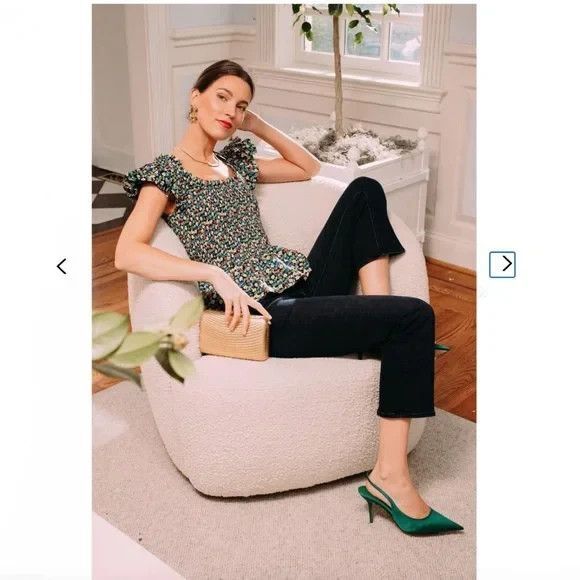 NWT TUCKERNUCK Shroom Floral Mallie Top Boho Peasant Preppy Flutter Sleeve S - Picture 1 of 6